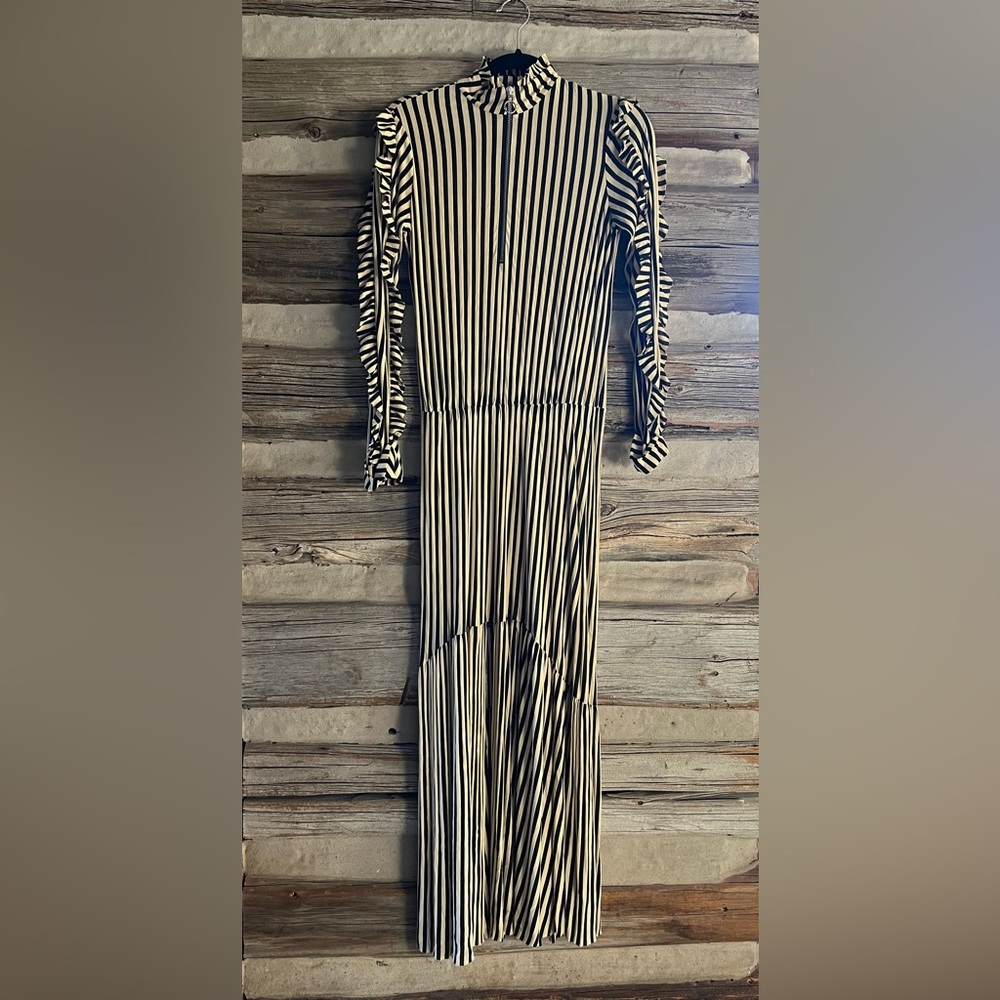 ZARA Trafaluc black & cream maxi dress.